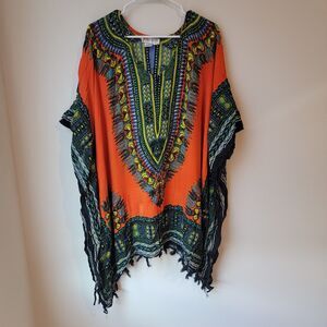 Jessica Taylor Poncho One Size‎ Colorful Printed Boho Hippie